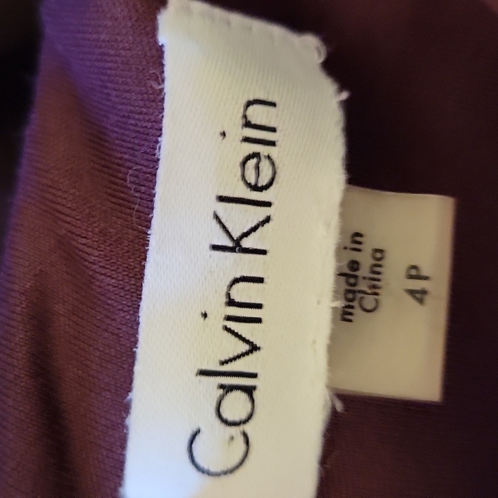 Calvin Klein dark purple lace dress sleeveless fitted pleats skirt thick 4P EUC… - Picture 11 of 12